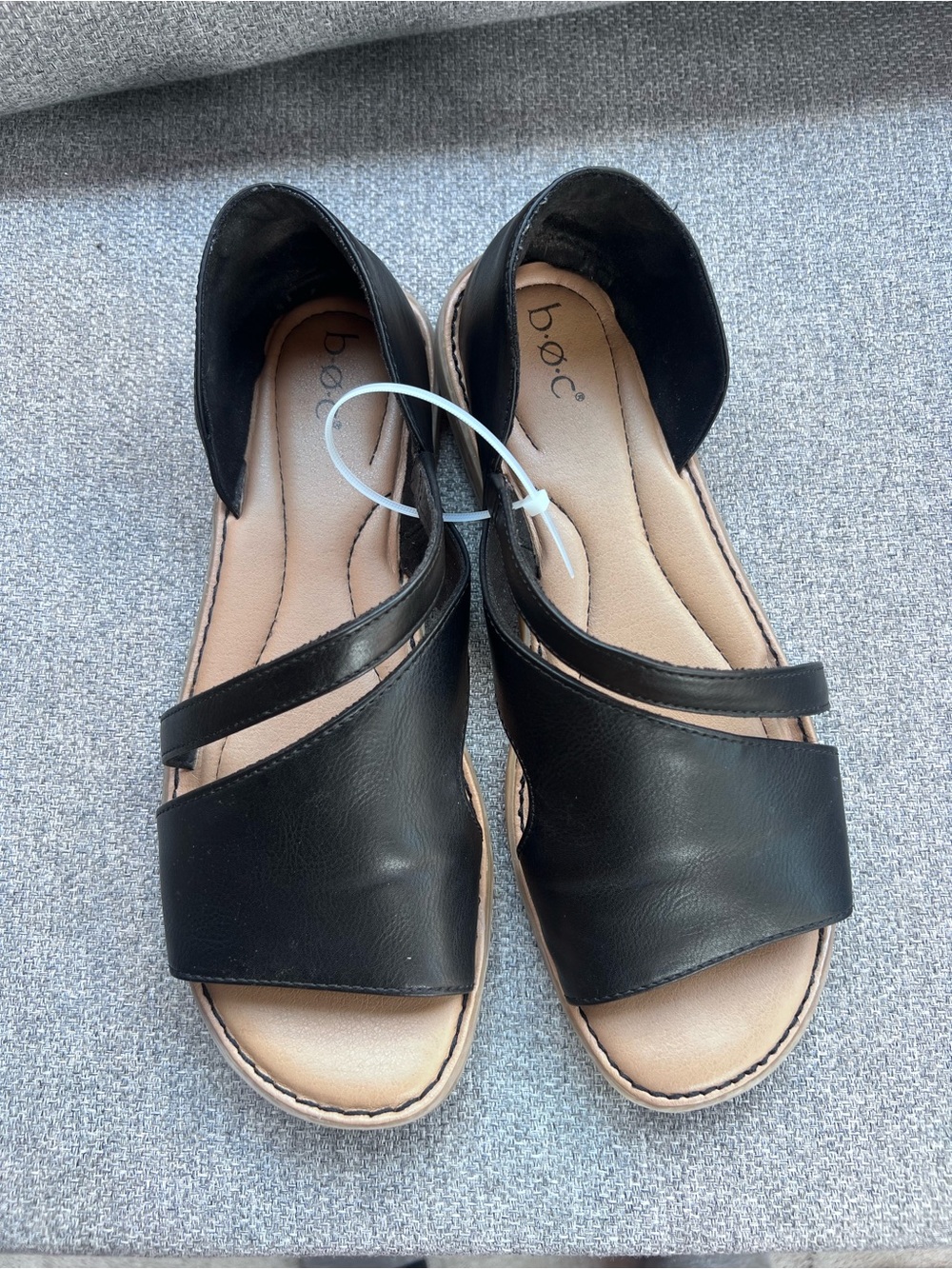 b.o.c. Melly Black Asymmetrical Half d'Orsay Flat Sandals Women's Size 11 M